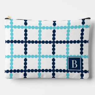 Vornehme Perlenfensterscheibe Aqua & Navy Zubehörtasche