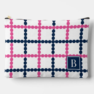 Vornehme Perlenfensterscheibe Rosa & Navy Zubehörtasche