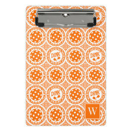 Vornehme Pickleball-Damaske – Orange Dink-Muster   Mini Klemmbrett