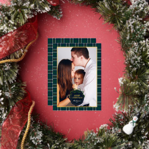 Vornehme Plaid-Weihnachts-Goldfolie-Foto Folien Feiertagskarte