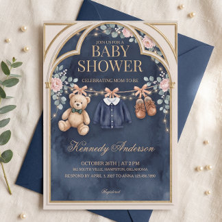 Vornehme Polo-Teddybär-Baby-Shower-Einladung Einladung