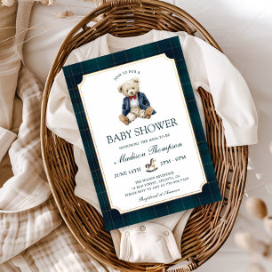 Vornehme Polo-Teddybär-Vintage-Baby-Party Einladung