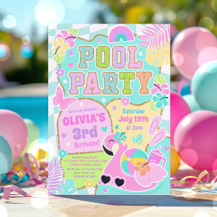 Vornehme Poolparty-Trendige süße Mädchen-Pool-Gebu Einladung