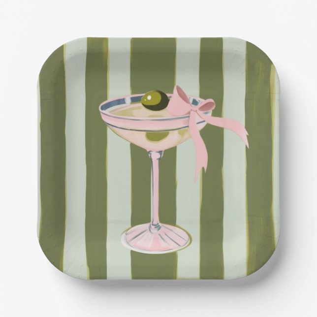 Vornehme rosa Martini-Cocktailplatten Pappteller (Vorderseite)