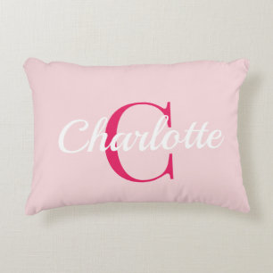 Vornehme rosa Monogramm-Name-Schlafsaal-Kissen Dekokissen