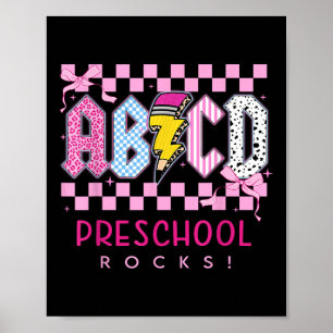 Vornehme rosa Schleife Abcd Vorschule rockt Bleist Poster