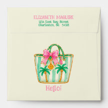 Vornehme rosa und grüne Palm-Beach-Tasche