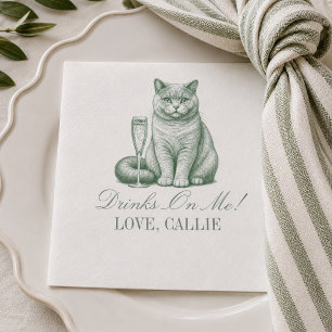 Vornehme, salbeigrüne Britisch Kurzhaar-Katze Cham Serviette