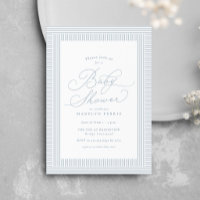 Vornehme Seersucker-Streifen blau-weiße Babyparty