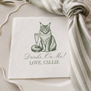 Vornehme Smaragdgrüne Maine Coon Katze Champagner  Serviette