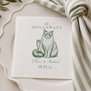 Vornehme Smaragdgrüne Ragdoll-Katze Champagner-Hoc Serviette