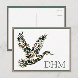 Vornehme Tarnung Stockente Monogramm Postkarte