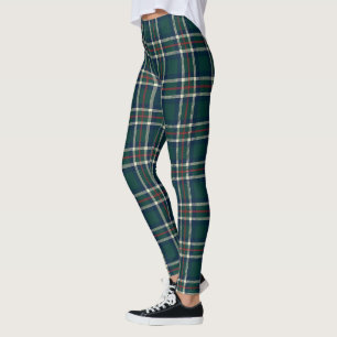 Vornehme Tartan Karo Grün Navy Weihnachten Leggings
