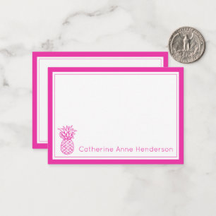 Vornehme tropische rosa Ananas personalisiert Mitteilungskarte