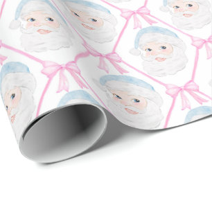 Vornehme Vintage-Rosa-Weihnachtsmannmütze mit rosa Geschenkpapier