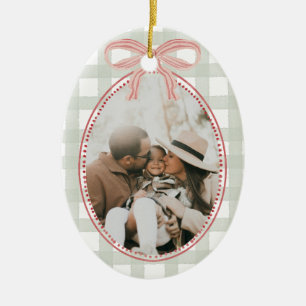 Vornehme Vintage-Rosafarbene-Schleifen-Familienfot Keramik Ornament