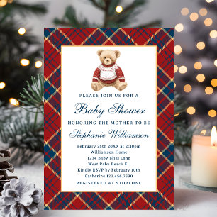 Vornehme Vintage-Teddybär-Weihnachts-Baby-Party Einladung