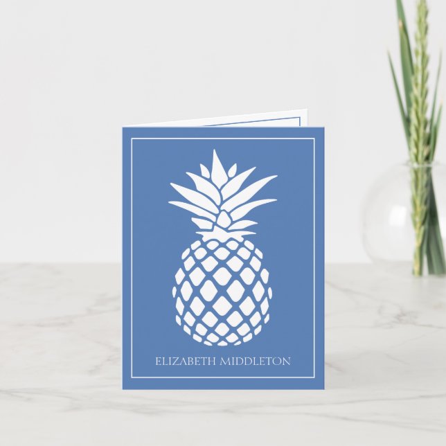Vornehme weiße Ananas auf Blau (Vorderseite)