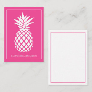 Vornehme weiße Ananas auf Rosa Mitteilungskarte