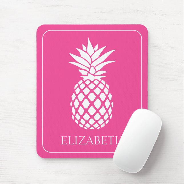 Vornehme weiße Ananas auf Rosa Mousepad (Mit Mouse)