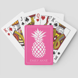 Vornehme weiße Ananas auf Rosa Spielkarten