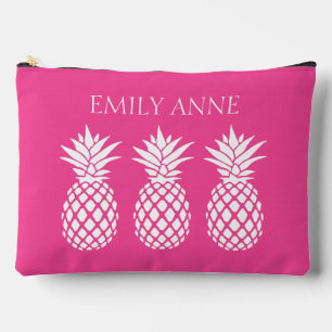 Vornehme weiße Ananas auf Rosa Zubehörtasche