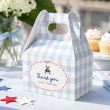 Vornehmer amerikanischer Teddybär Blau Gingham Jun