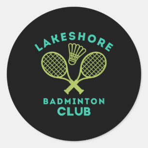Vornehmer Grafik des Badminton-Clubs am Lakeshore Runder Aufkleber
