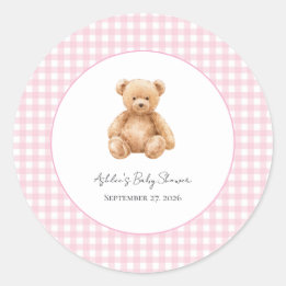 Vornehmer klassischer Teddybär Baby Shower runder  Aufkleber