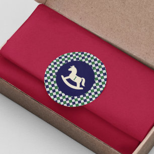 Vornehmer Schaukelpferd-Argyle-Geburtstag zum 1. Runder Aufkleber