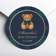 Vornehmer Teddybär Navy Blau Tartan Baby Boy Showe