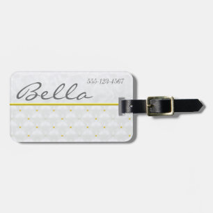 Vornehmer weißer Satin u. Gold Gepäckanhänger