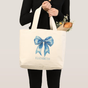 Vornehmes Blau-Weiß-Schleifen-Personalized Jumbo Stoffbeutel