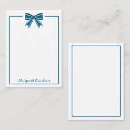 Vornehmes Blau-Weiß-Schleifen-Personalized Mitteilungskarte