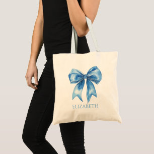 Vornehmes Blau-Weiß-Schleifen-Personalized Tragetasche