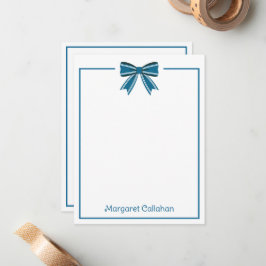 Vornehmes Blau-Weiß-Schleifenpersonalized Mitteilungskarte