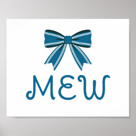 Vornehmes blau-weißes Schleifenmonogramm Poster