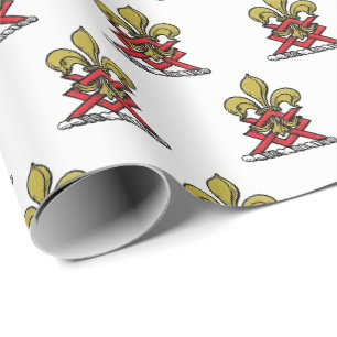 Vornehmes goldrotes heraldisches Wappen Fleur de L Geschenkpapier