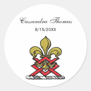 Vornehmes goldrotes heraldisches Wappen Fleur de L Runder Aufkleber