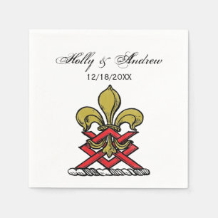 Vornehmes goldrotes heraldisches Wappen Fleur de L Serviette