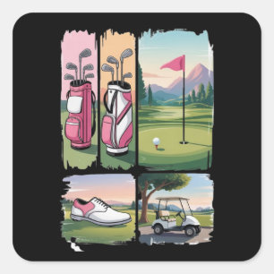 Vornehmes Golf Lustiges Golf Liebhaber Saison Turn Quadratischer Aufkleber