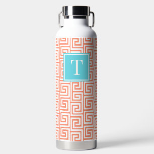 Vornehmes griechisches Schlüsselmonogramm - Korall Trinkflasche
