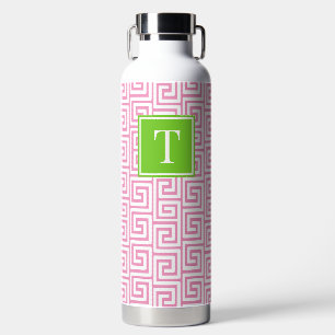 Vornehmes griechisches Schlüsselmonogramm - Rosa & Trinkflasche