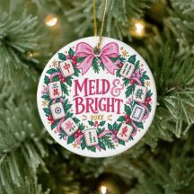 Vornehmes Mahjong-Ornament Rosa Kranz Meld Bright