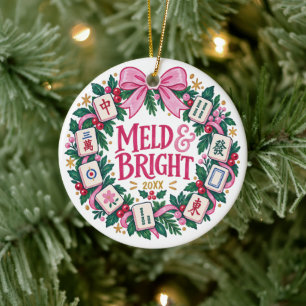Vornehmes Mahjong-Ornament Rosa Kranz Meld Bright Keramik Ornament