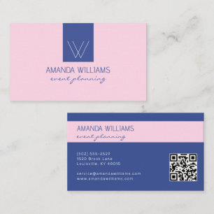 Vornehmes Monogramm Navy und Pink Professionell Visitenkarte