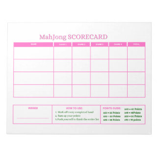 Vornehmes Pinkes Mahjong-Scorecard-Tracker-Notizbu Notizblock