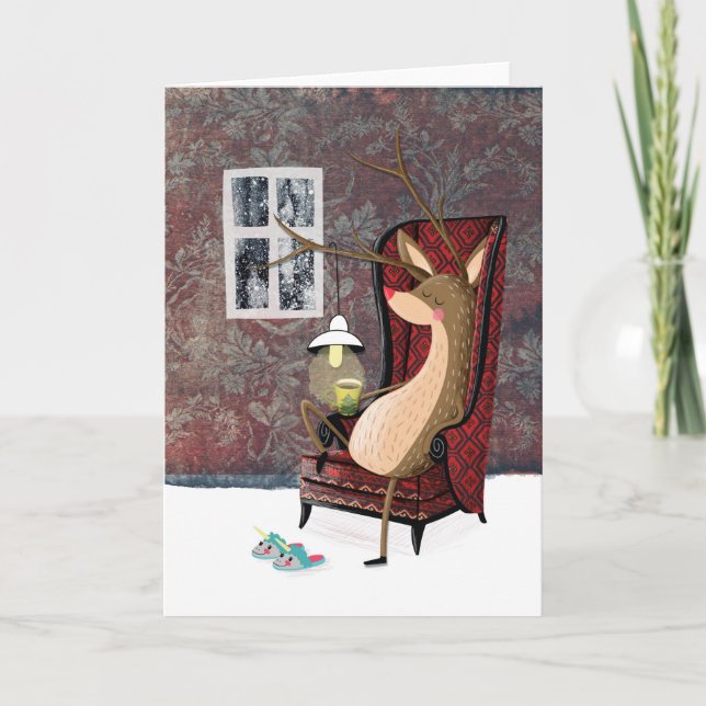 Vornehmes Ren Feiertagskarte (Vorderseite)