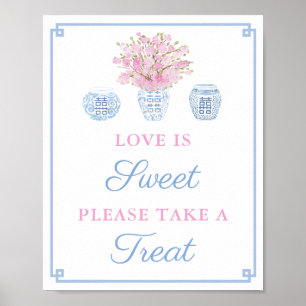 Vornehmes Rosa Blau Süße Favor Tisch Hochzeit Dusc Poster