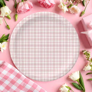 Vornehmes rosa Gingham-Land Hochzeitsdusche Pappteller